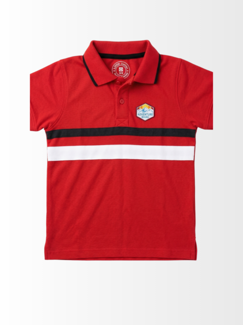 Kids Red Polo Shirt with Embroidered Patch