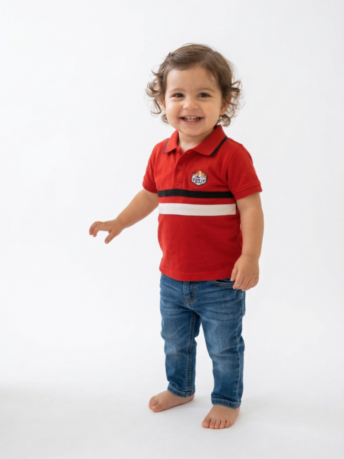 adorable red kid polo shirt