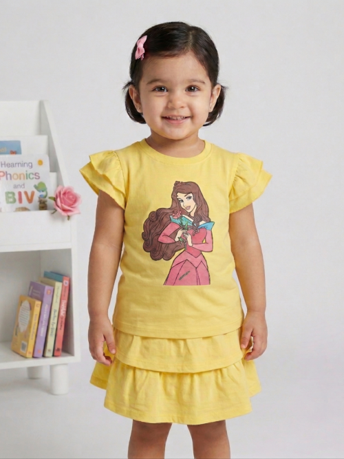 Bachaa Squad Girls Yellow Skirt Suit