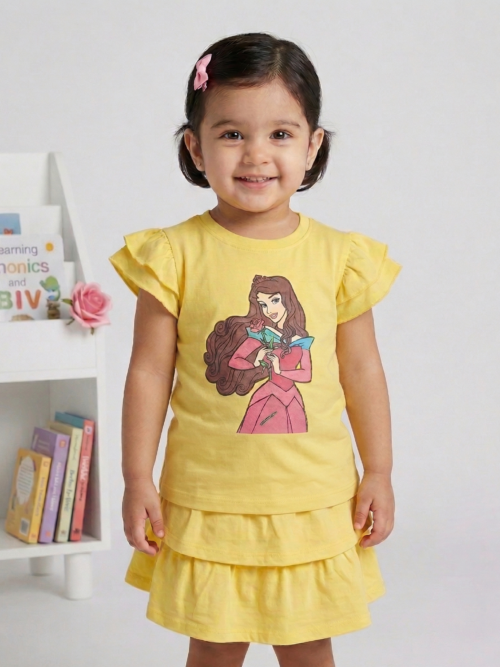 Bachaa Squad Girls Yellow Skirt Suit