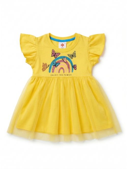 Sunshine Sparkle Net Frock for Girls – Full Length Party Dress by bachaa Squad
