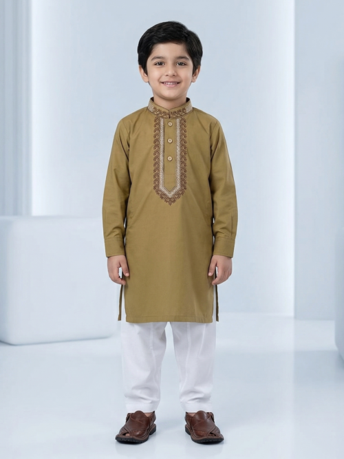 Mustard Kurta for boys 100% cotton fabric