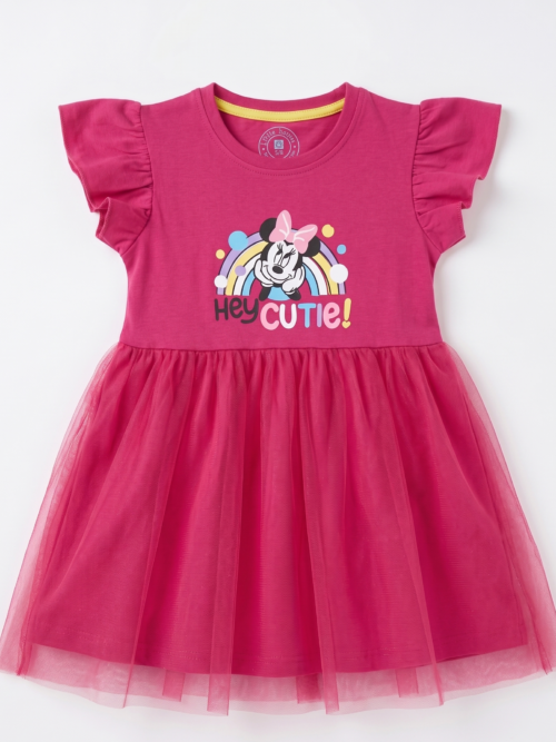 Bachaa Squad girls pink Minnie Mouse dress on a clean white background