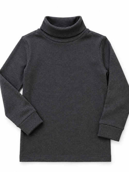 Bachaa Squad Kids Charcoal 100% Cotton Lycra Rib Full Sleeve High Neck Winter Wear for Boys and Girls