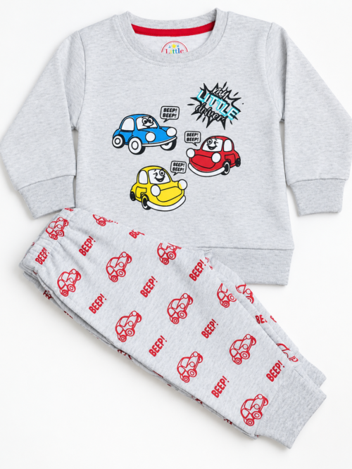 Bachaa Squad Little Driver Infant Winter Suit 2 Piece 100% Cotton Lycra Rib Baby Boy Winter Outfit