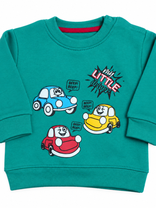 Bachaa Squad My Little Driver Infant Winter Shirt made from premium 100% Cotton Lycra Rib with full sleeves for baby boys aged 0 to 24 months.