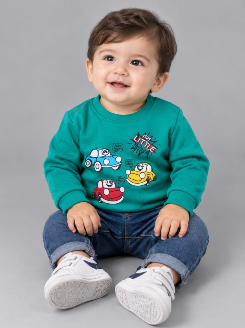 Bachaa Squad My Little Driver Infant Winter Shirt made from premium 100% Cotton Lycra Rib with full sleeves for baby boys aged 0 to 24 months.